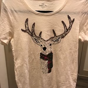 JCrew Holiday/Reindeer Beaded “Collector’s Tee”